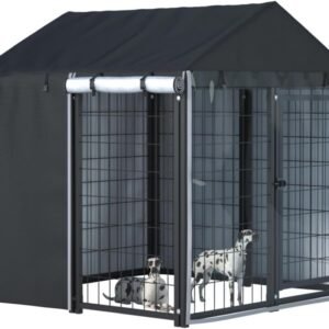 Outdoor Dog Kennel Cover, 600D Heavy Duty Waterproof 4.2 ft. x 4.2 ft. x 4.5 ft. Outdoor Large Full Cover Dog Kennel Cover, Waterproof, Windproof UV Resistant (Cover Only)