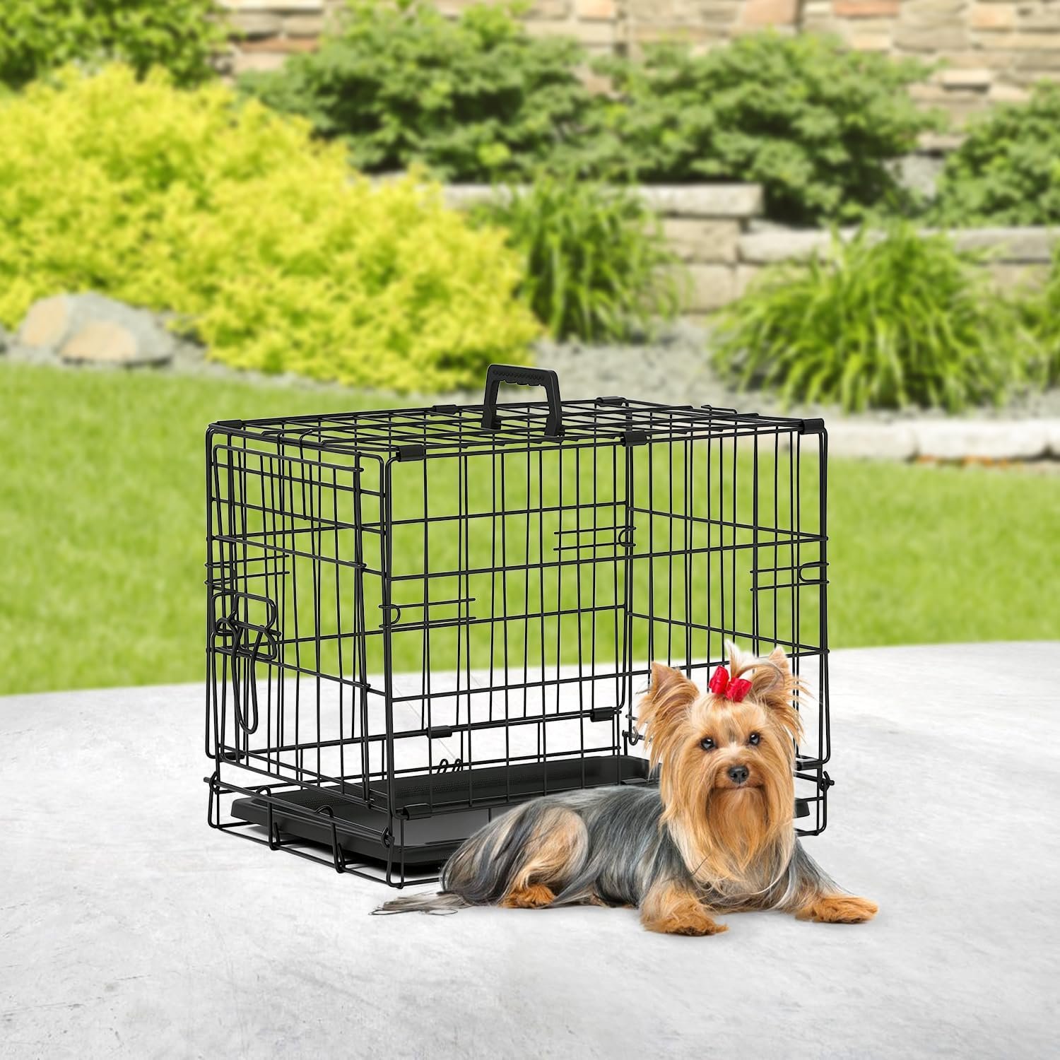 | Dog Crate | 18" | Black | Foldable Metal Kennel with Single Doors, Secure Slide-Bolt Latches, Leakproof Tray | Portable Dog Cage for Small Breeds | for Travel, Indoor & Outdoor Use - Image 2