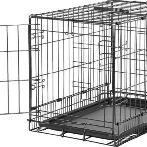 Durable, Foldable Metal Wire Pet Crate with Tray, Portable and Sturdy for Travel, Single Door, Divider Panel, Perfect Size for Small Dogs, 22 x 13 x 16 in, Black
